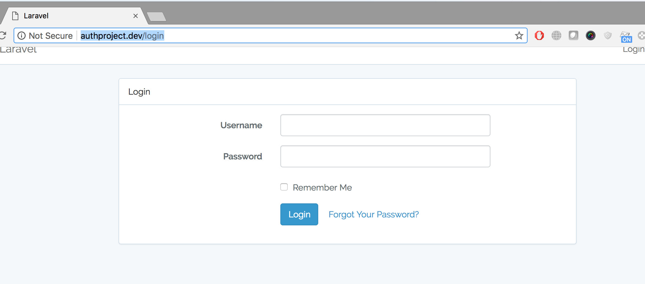 Customizating Laravel Authentication to login via username instead of email