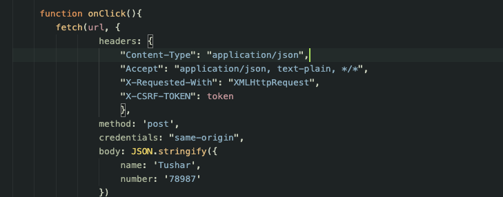 Example of Vanilla Javascript Fetch Post API in Laravel
