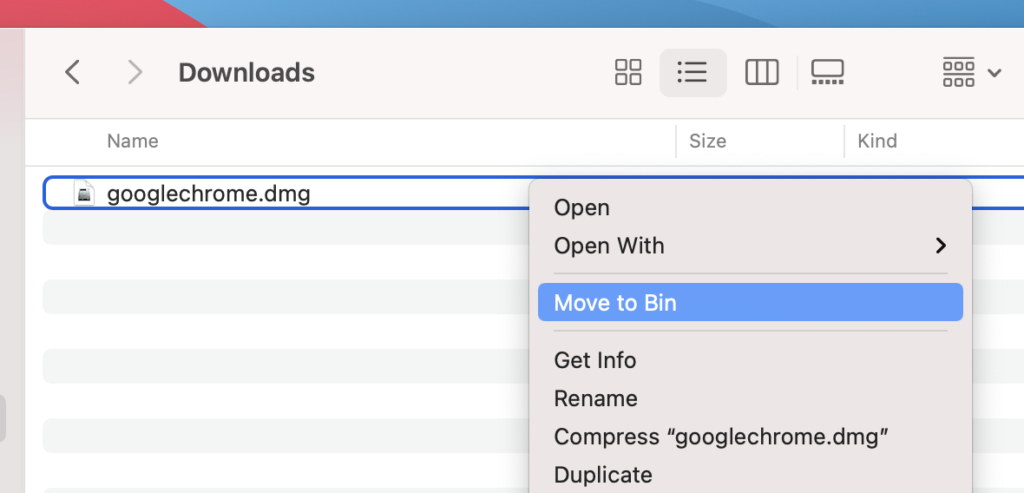 google chrome dmg move to bin