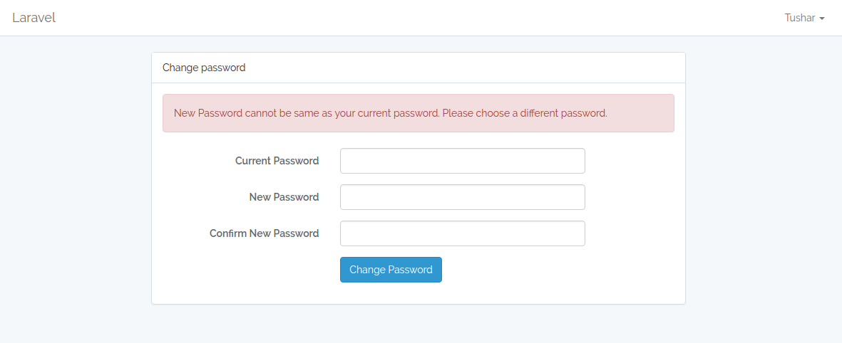 Current and new password should not be same