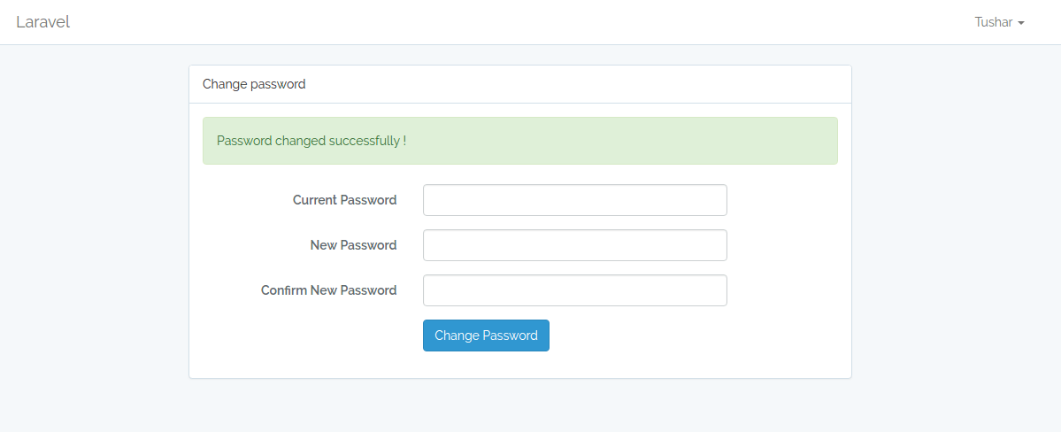 Password Changed successfully Laravel