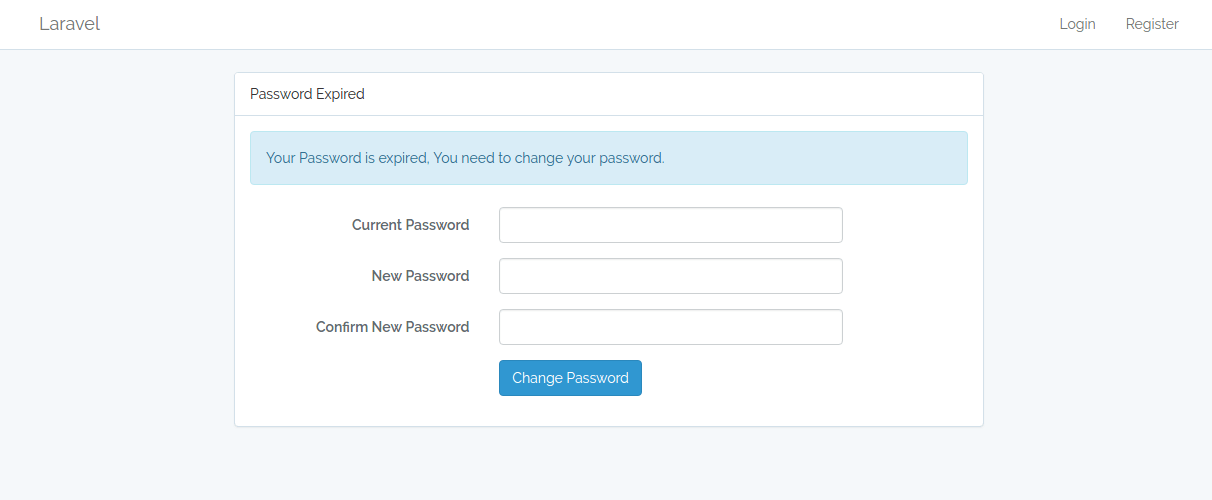 Password Expired Screen Laravel