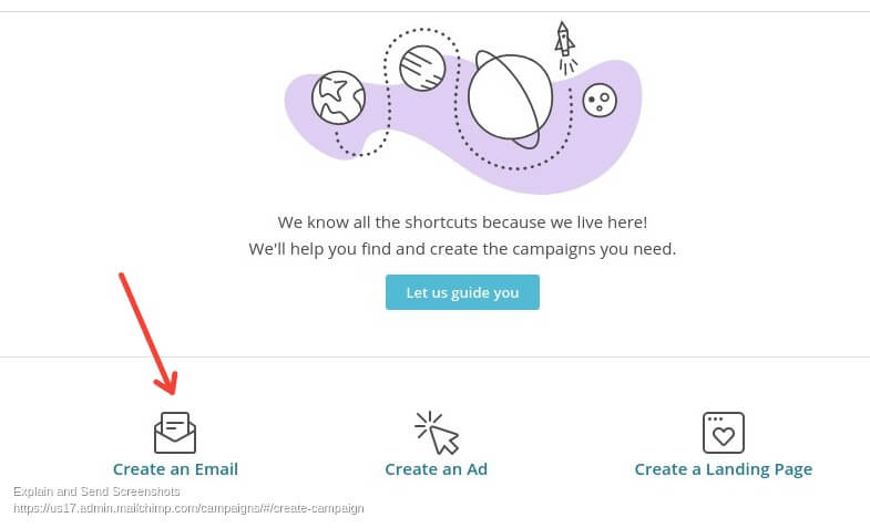 Campaign type mailchimp option