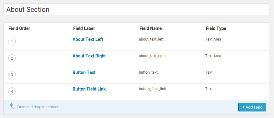 advanced custom field about section