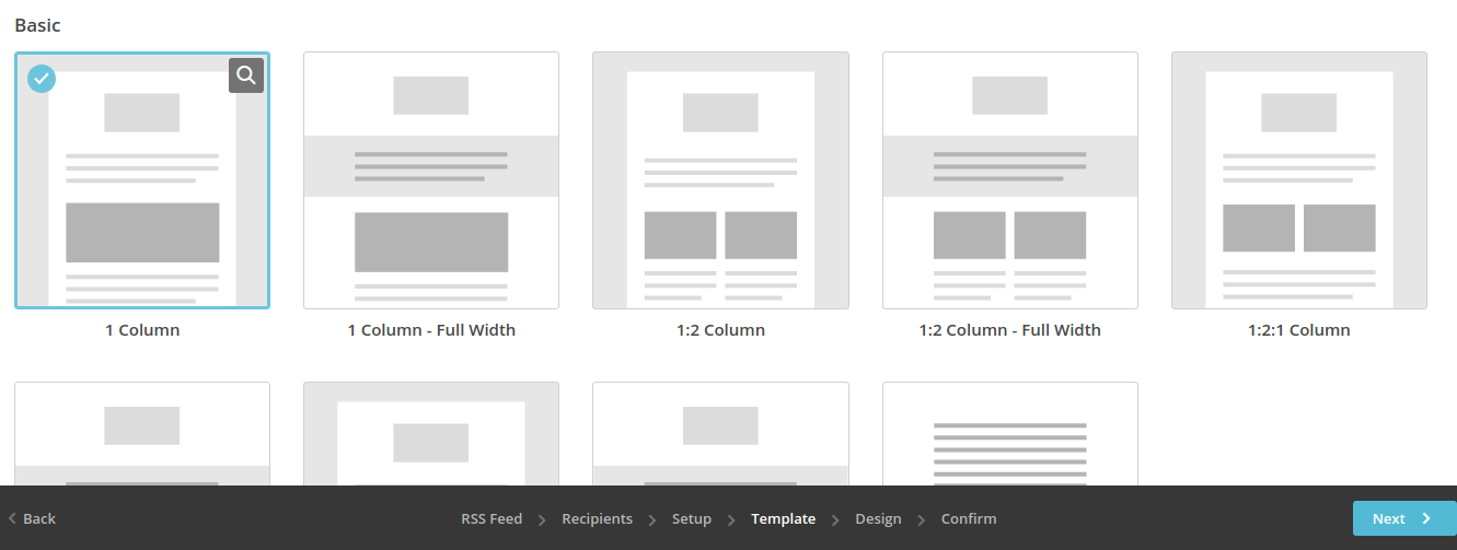 Basic 1 column template mailchimp