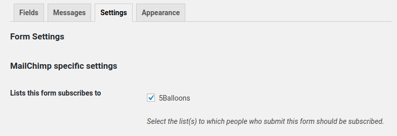 mailchimp settings lists