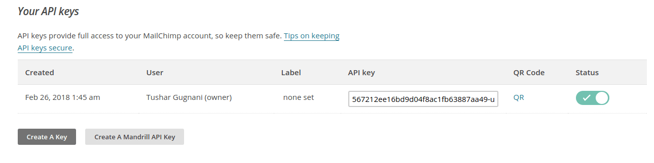your API Key Mailchimp