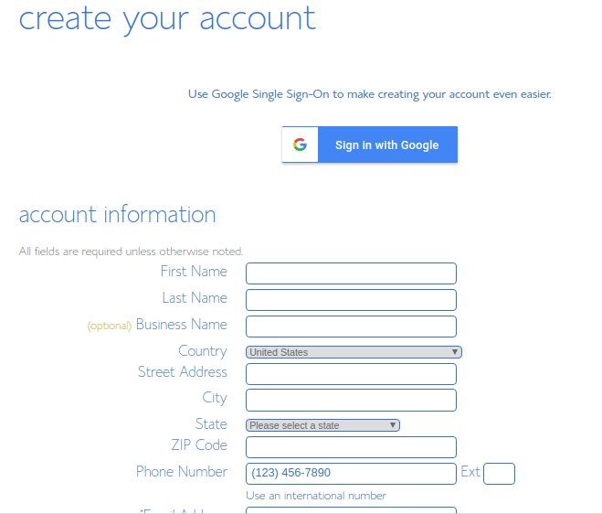 account information bluehost