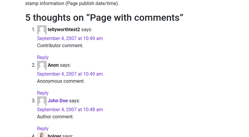 comments section basic wordpress