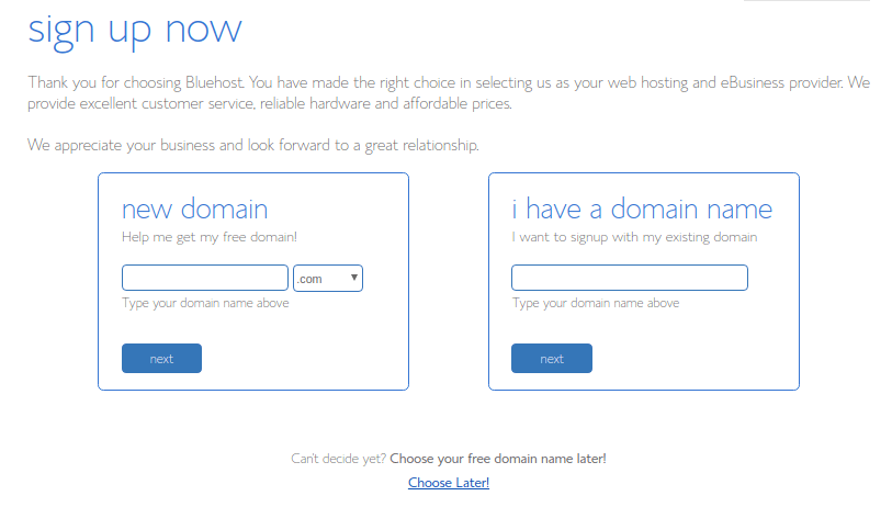 domain signup bluehost