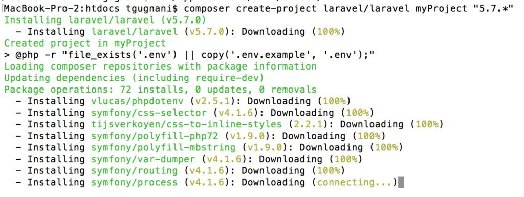 composer install laravel mamp