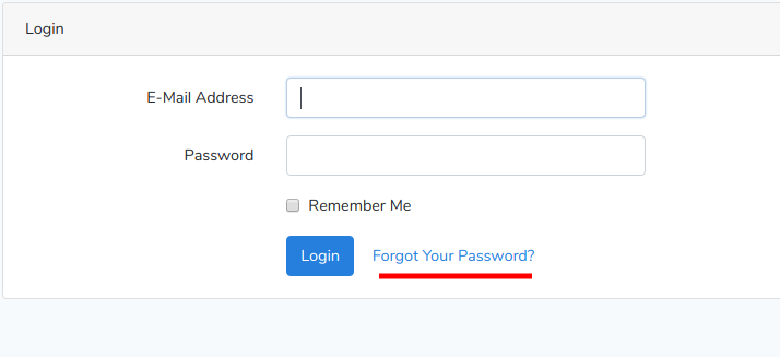 Laravel Login page forgot password link
