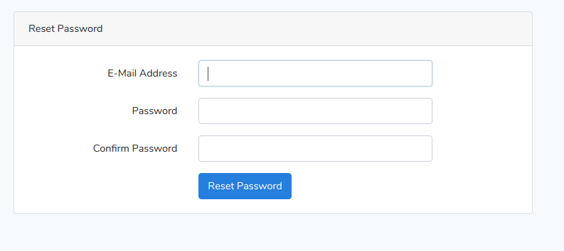 Laravel Reset Password Page.