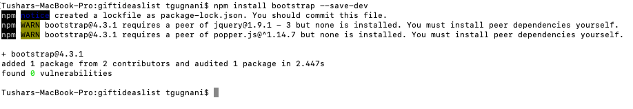 npm install bootsrtap on Laravel
