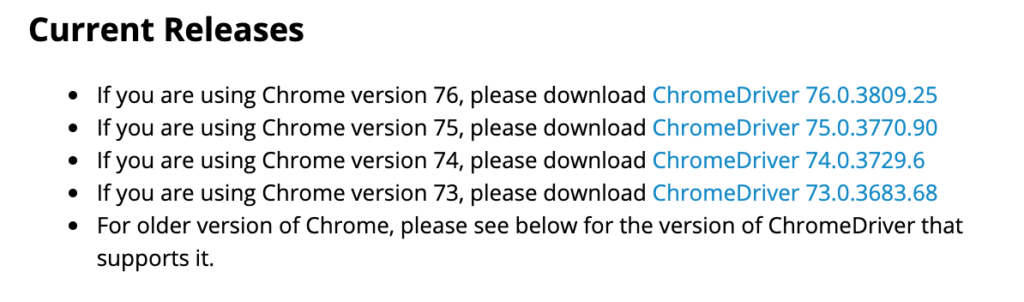 chromedriver chrome compatibility.