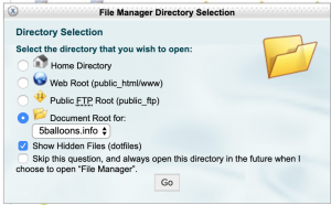 cPanel File Manager Document Root option