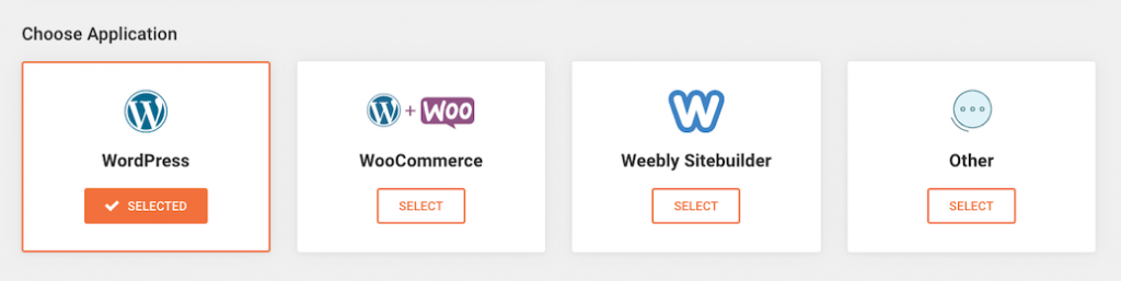 Choose Application Siteground new website