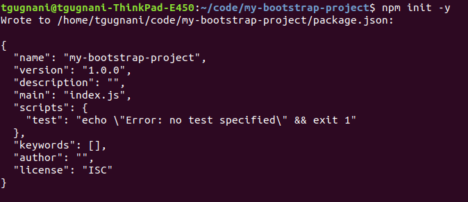 npm inti bootstrap project