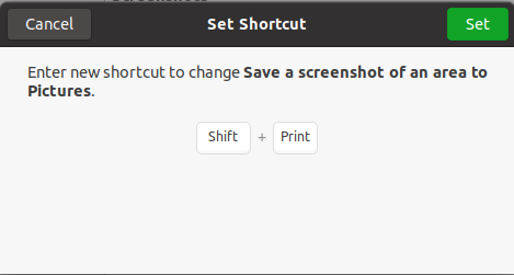change screenshot shortcut ubuntu