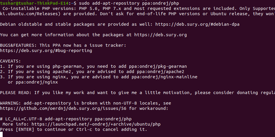 sudo apt-add-repository ppa php