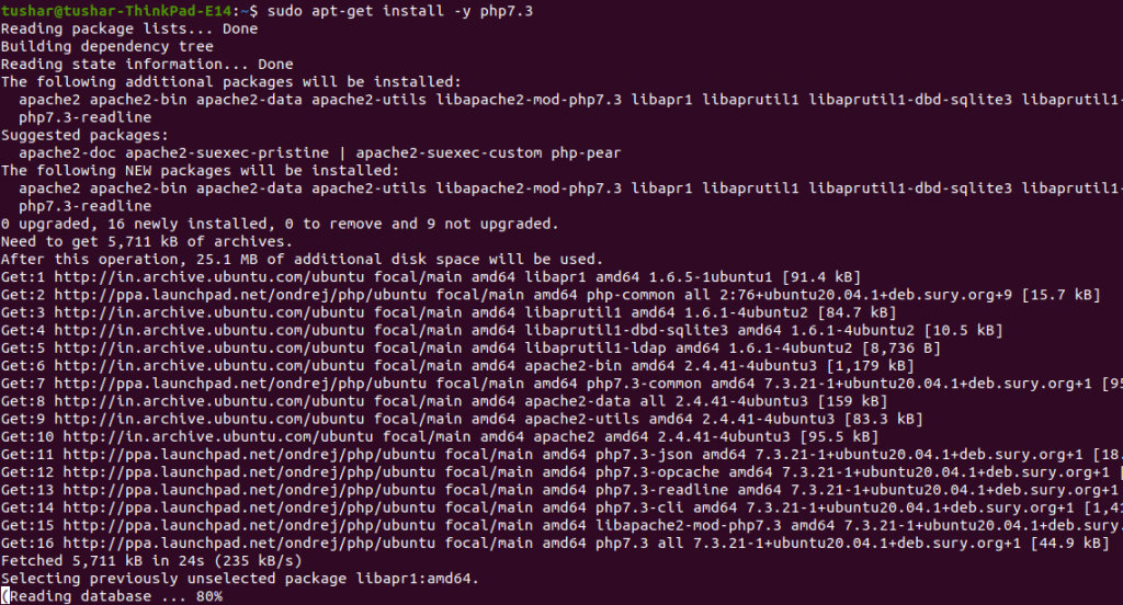 sudo apt-get install -y php 7.3