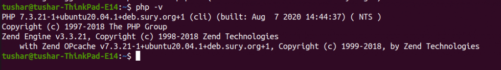 php -v ubuntu