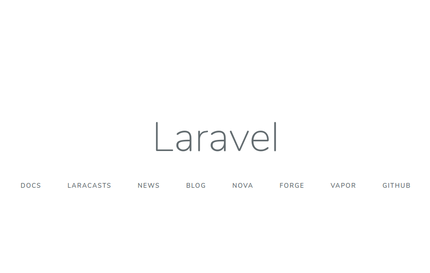Laravel new installation home page