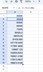 drag and increase value in google sheets